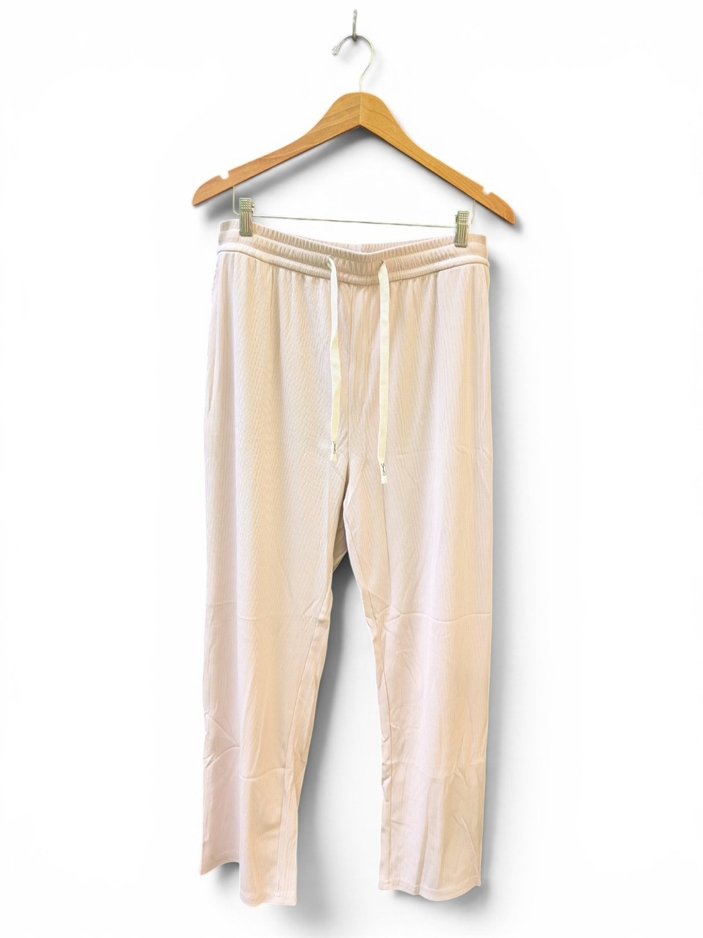 QIANXIZHAN Ribbed Light Beige Lounge Pants
